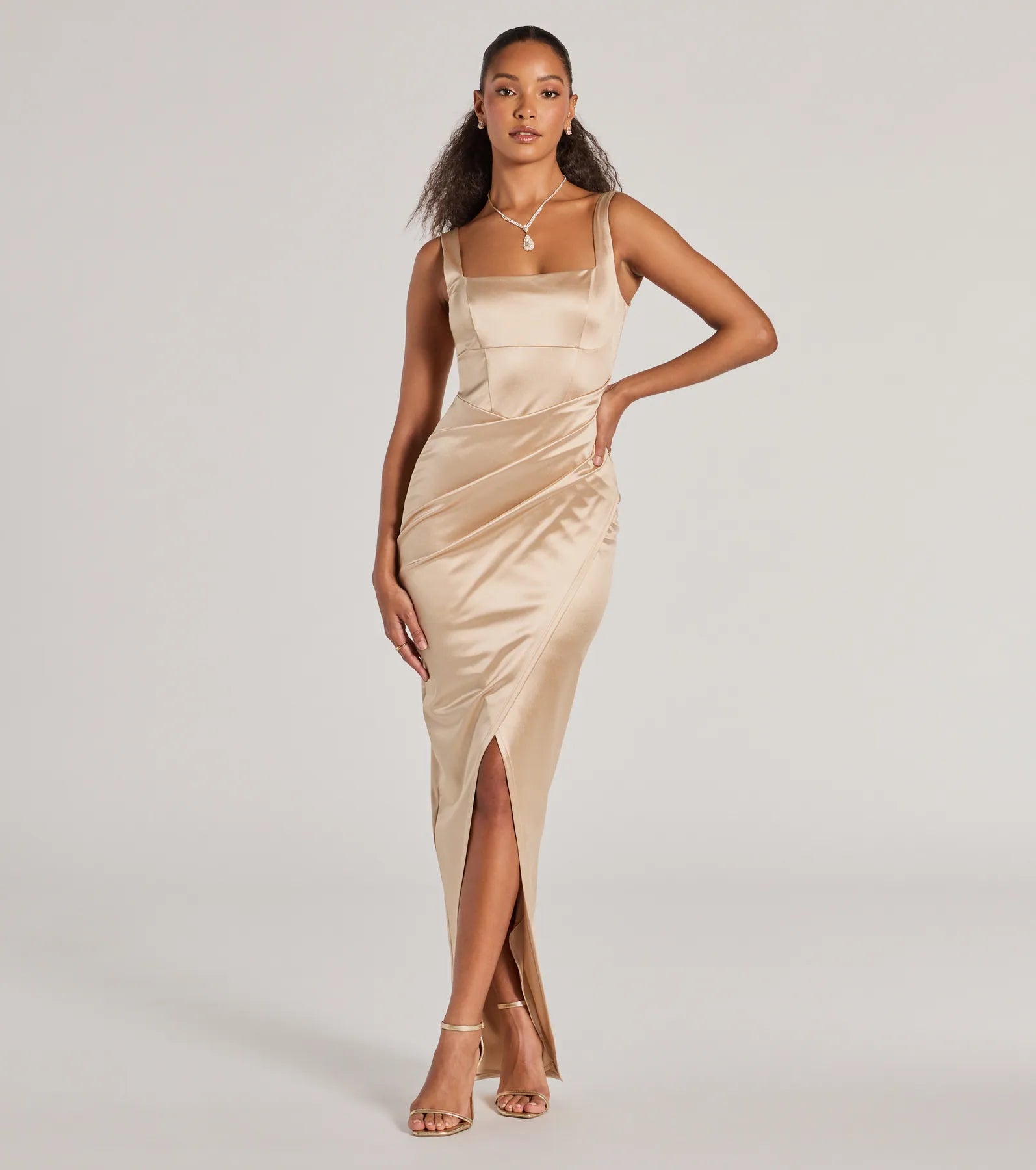 Rebecca Satin Slim-Fit Formal Dress
