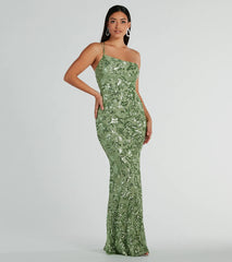 Meredith One-Shoulder Sequin Formal Dress