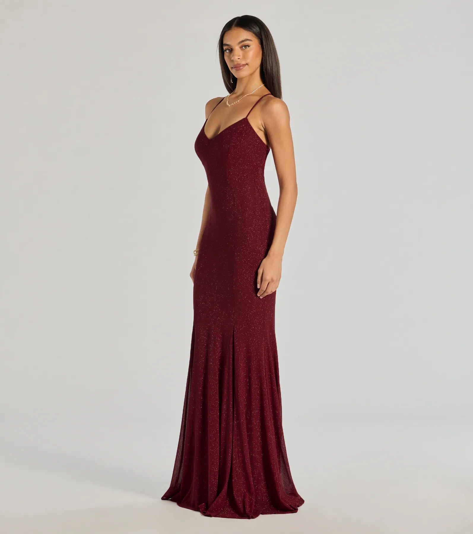 Sam Strappy Open Back Glitter Mermaid Dress