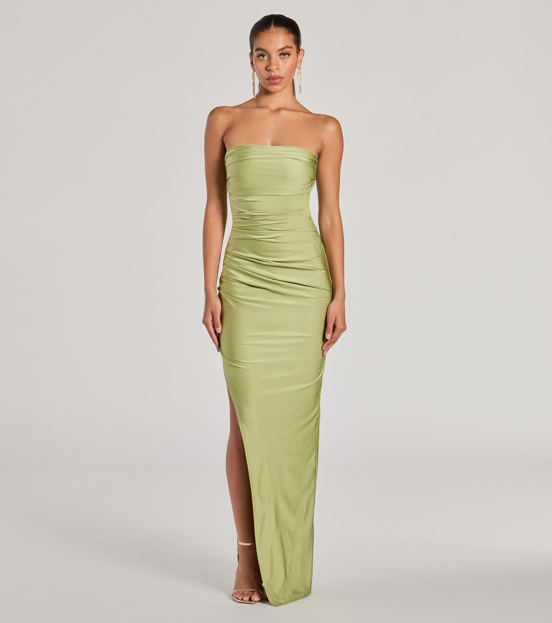 Anisley Strapless High Slit Column Formal Dress
