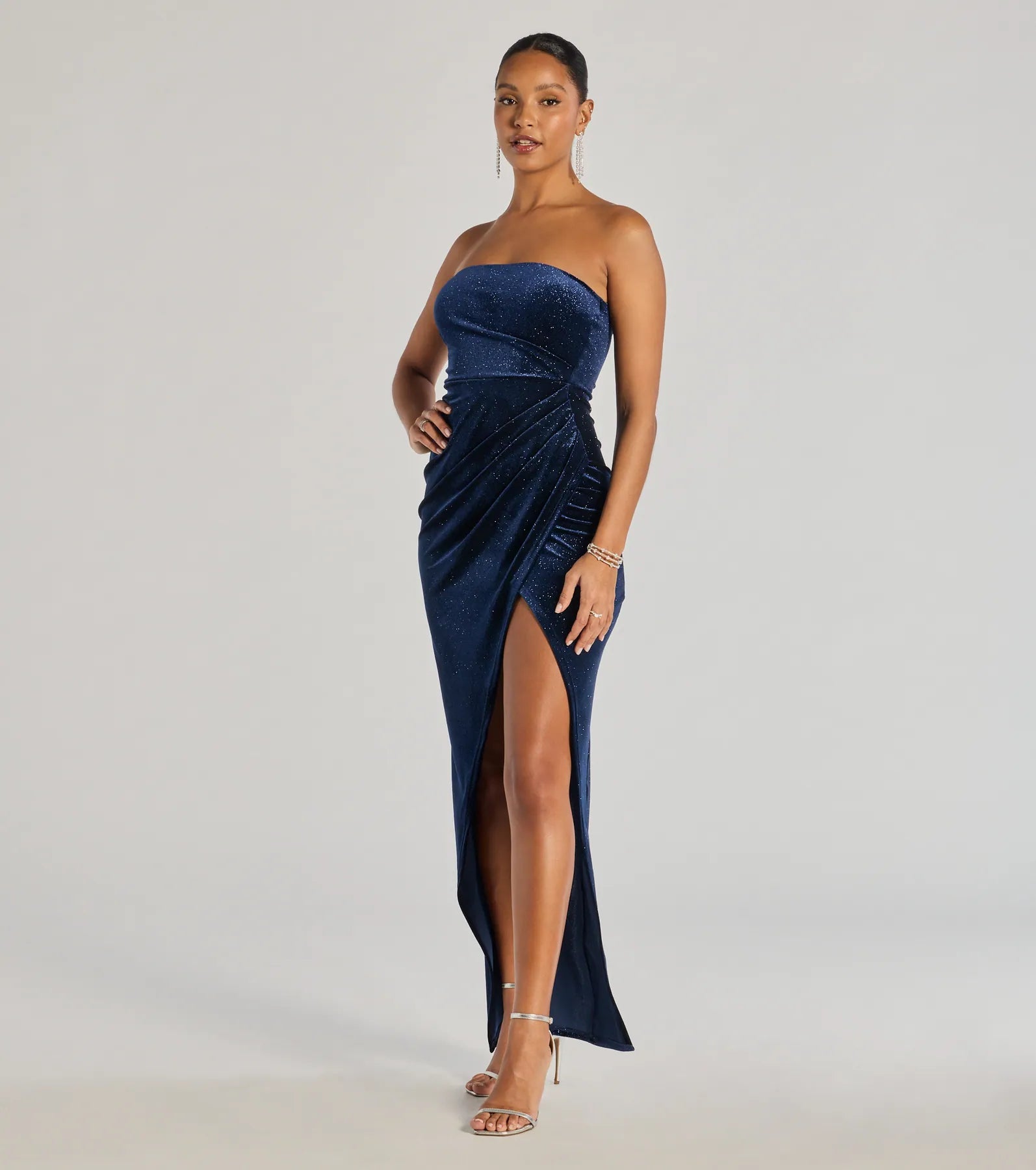 Cordelia Velvet Glitter Long Wrap Dress