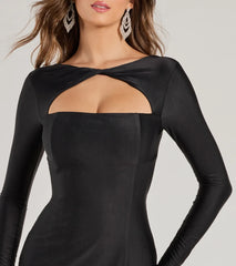 Veda Cutout Long Sleeve Column Formal Dress