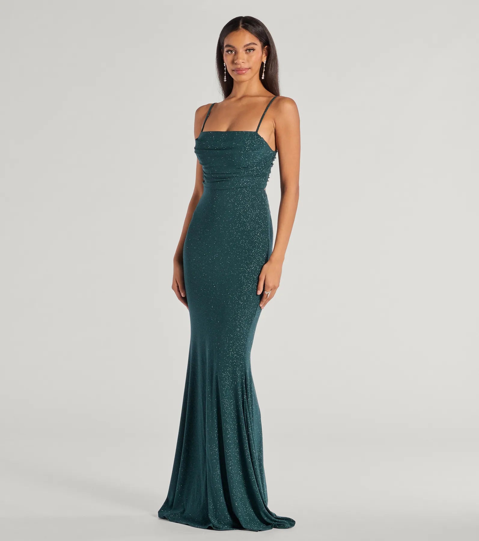 Colleen Lace Up Mermaid Glitter Formal Dress