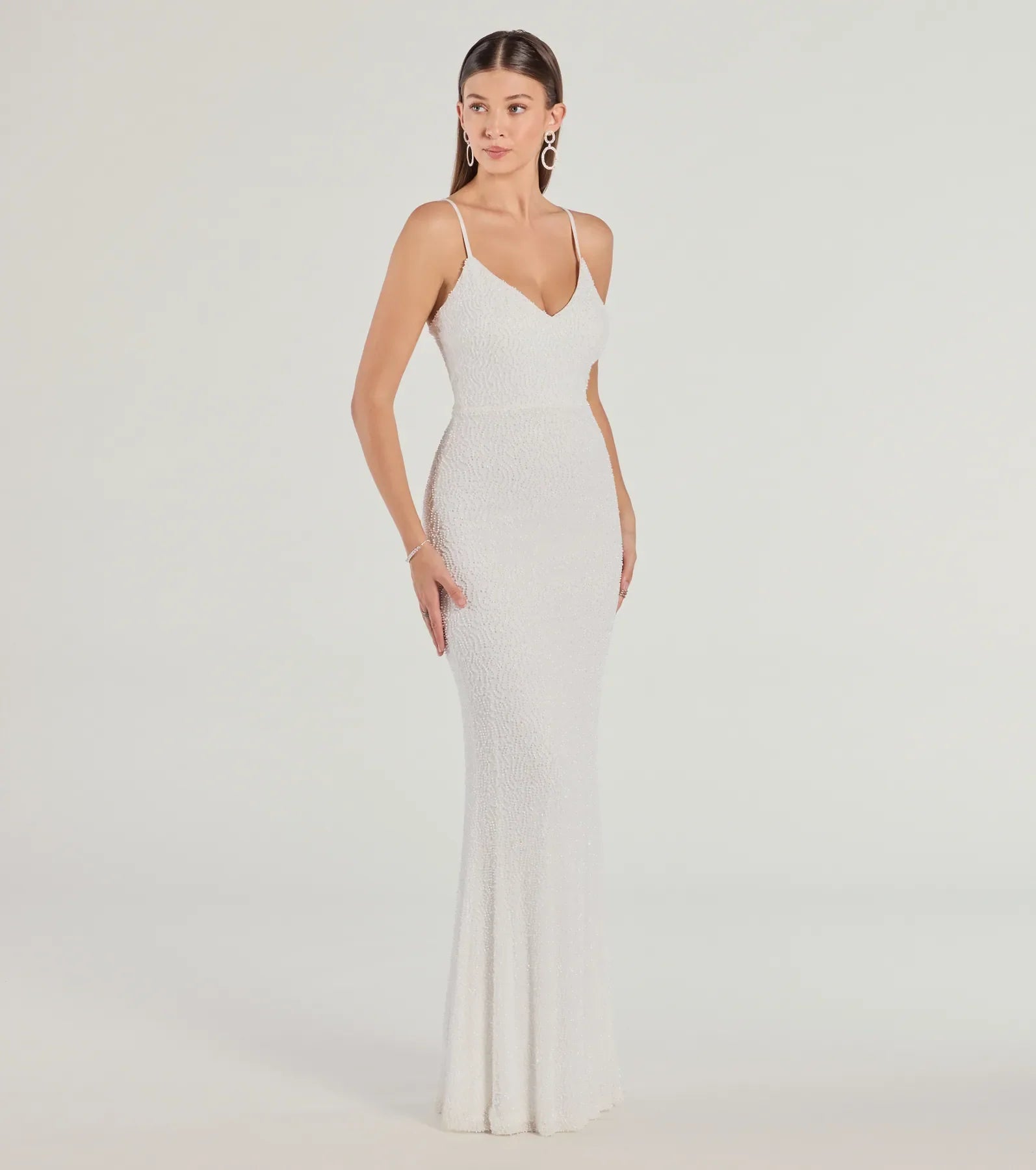 Rani Sleeveless Strappy Open-Back Beaded Mermaid Dress
