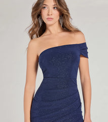 Malani Glitter Knit One-Shoulder Formal Dress