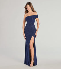 Malani Glitter Knit One-Shoulder Formal Dress