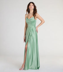 Marcella A-Line Slit Satin Formal Dress