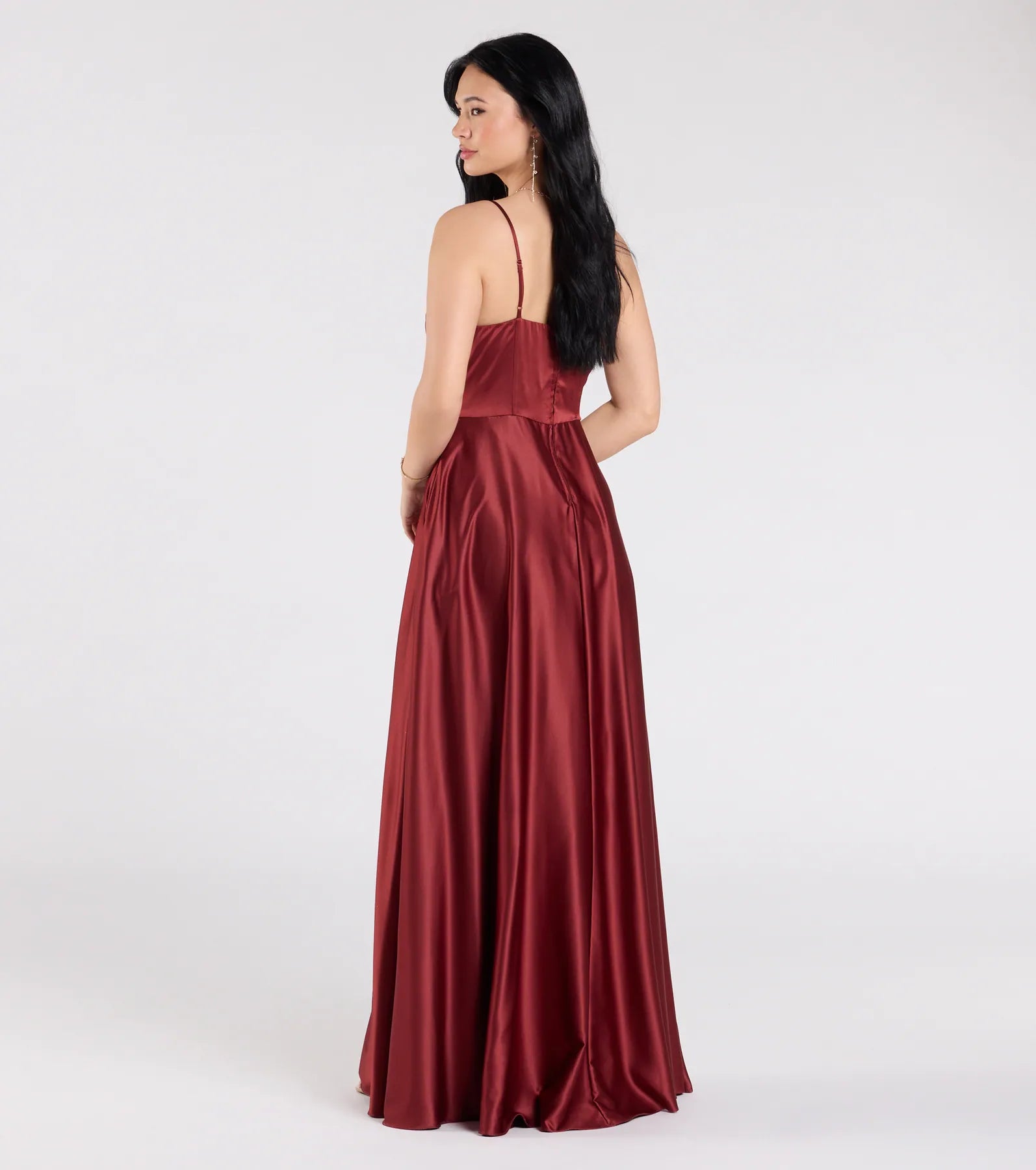 Marcella A-Line Slit Satin Formal Dress