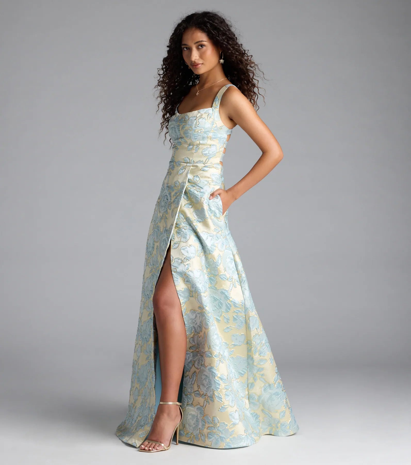 Lulabelle Lace-Up Slit A-Line Formal Dress