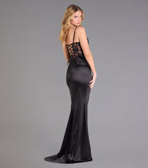 Idra Lace Corset Satin Wrap Formal Dress