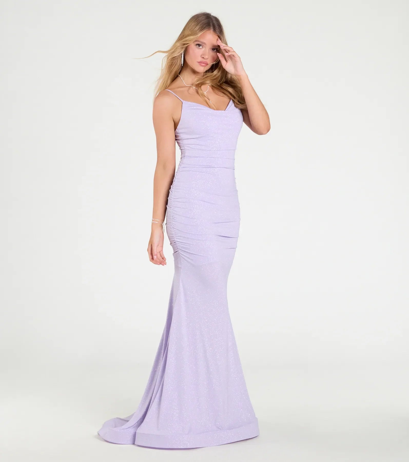 Klarissa Cowl Neck Mermaid Glitter Formal Dress
