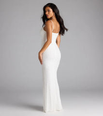 Marine Cutout Slit Mermaid Beaded Formal Dress