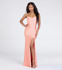 Lizzie Lace-Up Cowl Back Slit Formal Dress