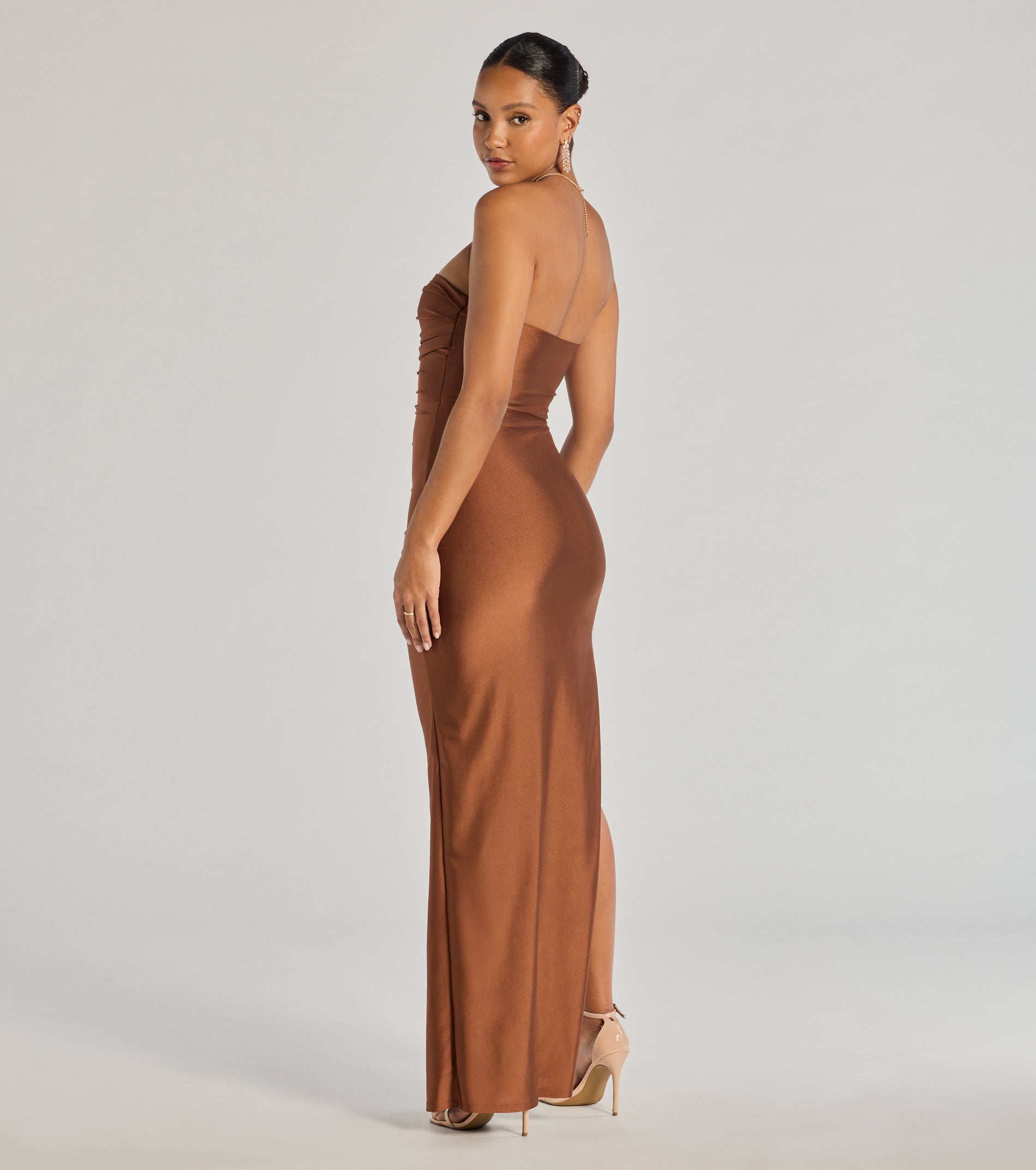 Anisley Strapless High Slit Column Formal Dress