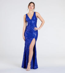Sharon Open Back Slit Sequin Formal Dress