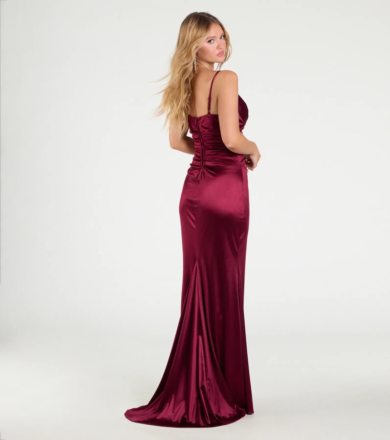 Jordyn Formal Satin Mermaid Dress With Train