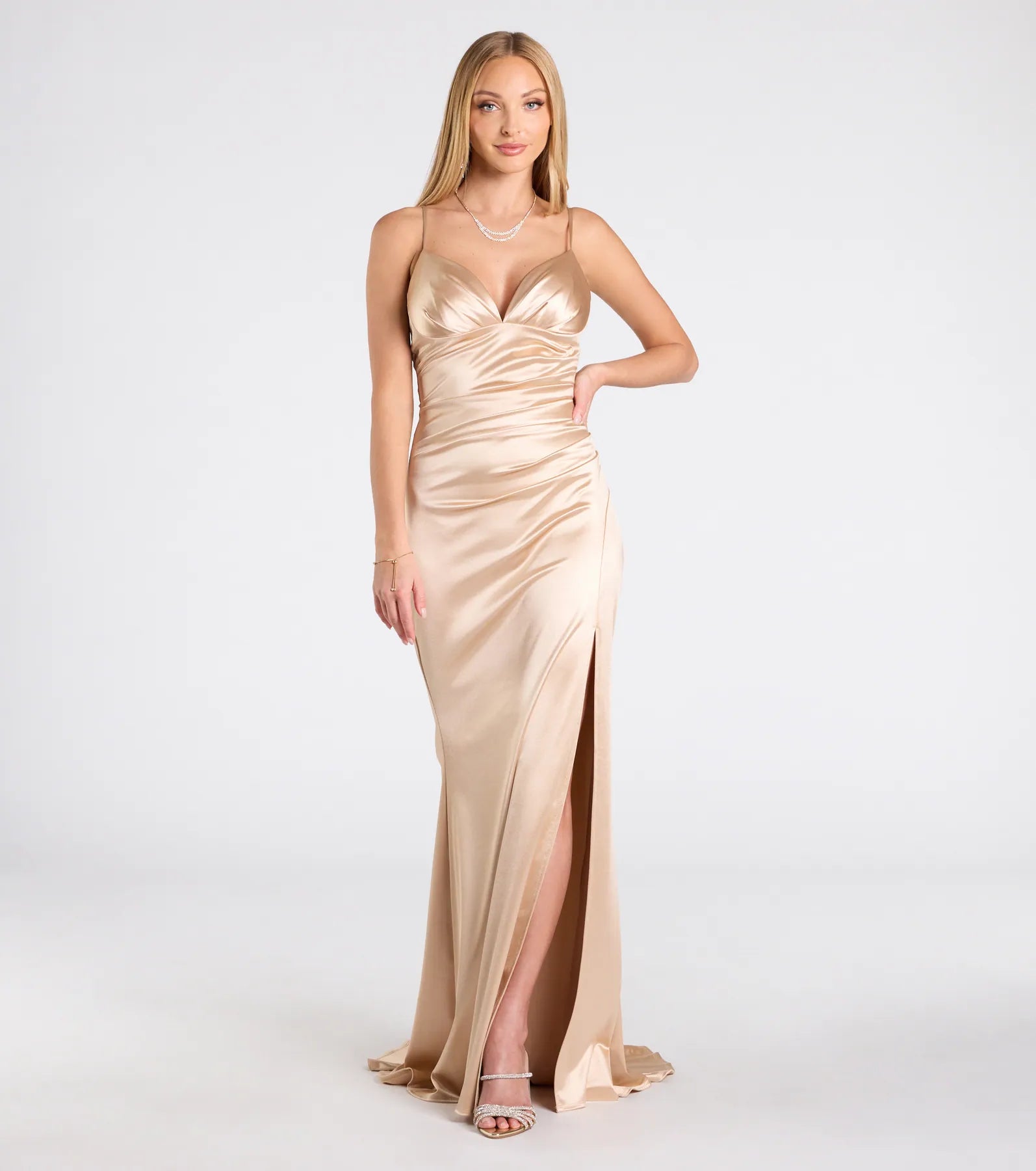 Jordyn Formal Satin Mermaid Dress With Train