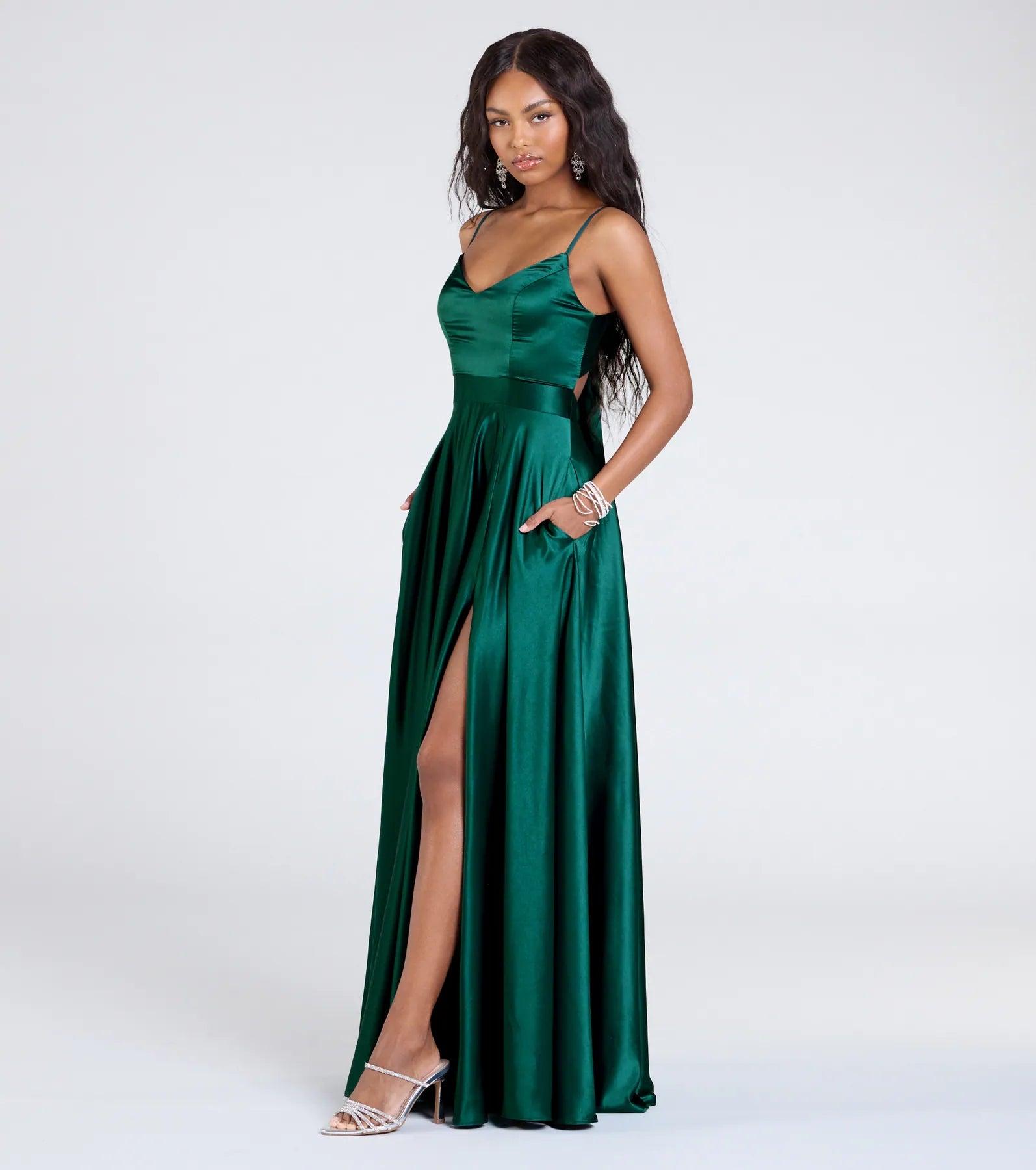 Emilie Satin Tie-Back A-Line Formal Dress