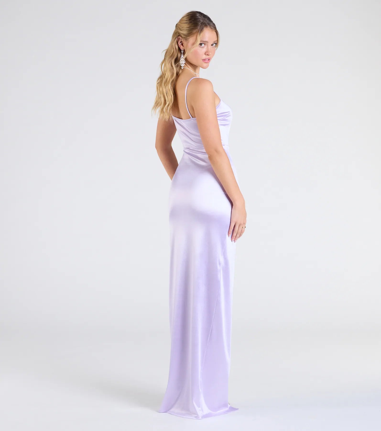 Mayra Formal Satin Slit Long Dress