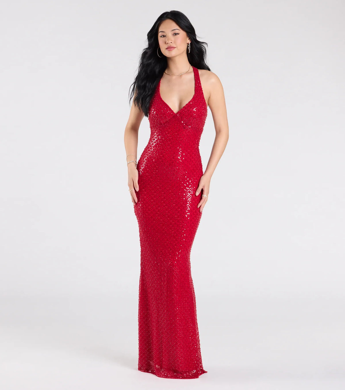 Vanessa Open Back Mermaid Sequin Formal Dress