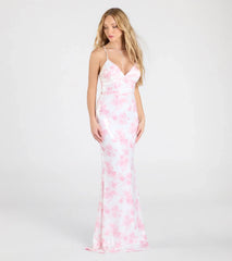 Farryn Lace-Up Mermaid Floral Sequin Formal Dress