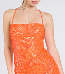 Lottie Sequin Lace-Up Mermaid Dress