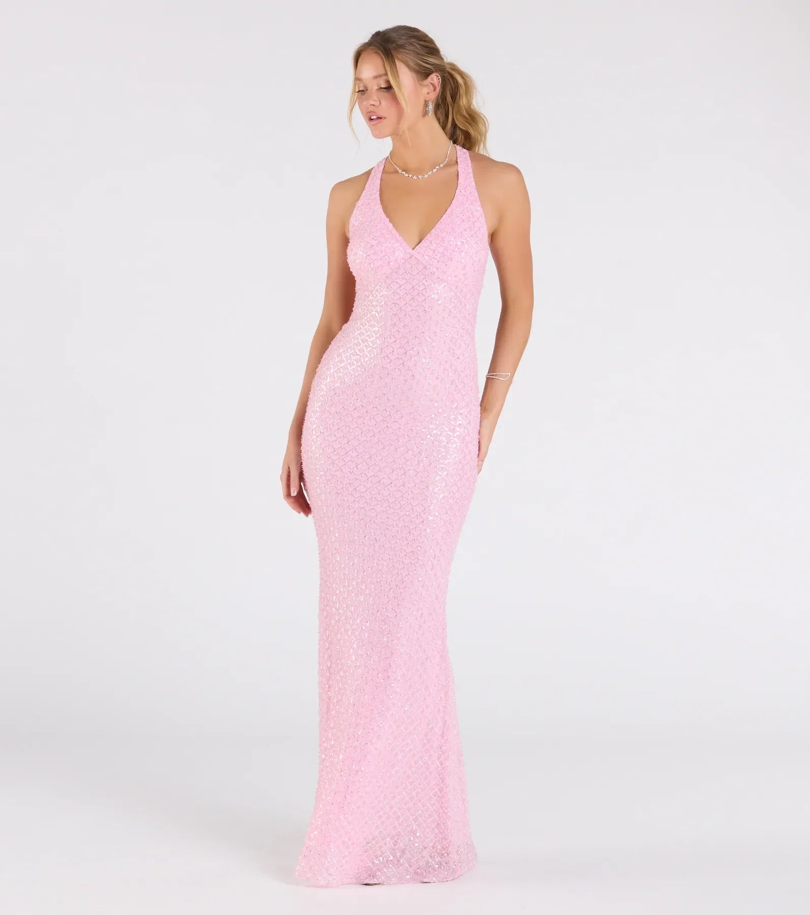 Vanessa Open Back Mermaid Sequin Formal Dress