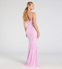 Kensie V-Neck Mermaid Sequin Formal Dress