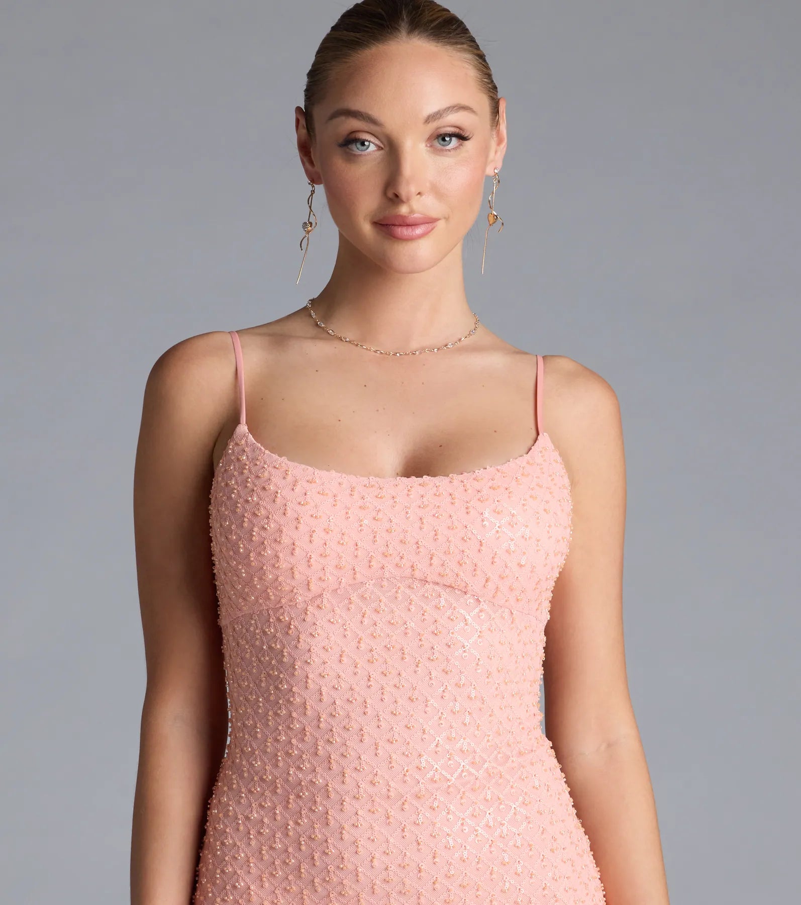 Amal Open Back Mermaid Bead Sequin Formal Dress