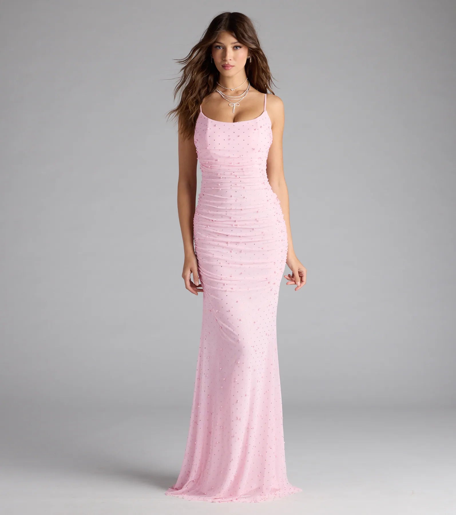 Camilla Mermaid Rhinestone Pearl Formal Dress