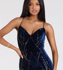 Gisele Sequin Velvet Lace-Up Mermaid Dress