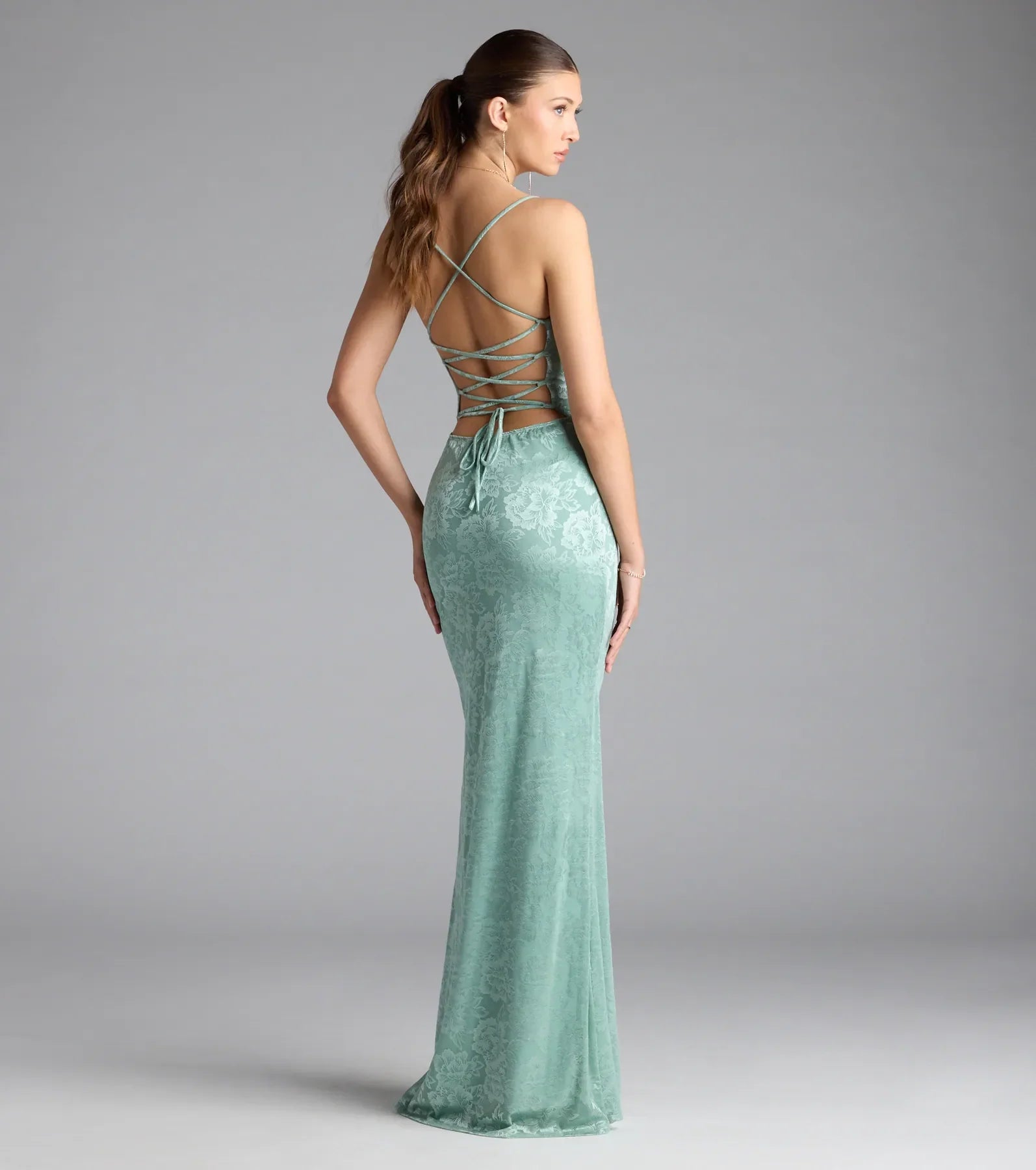 Kehlani Formal Floral Lace Slit Mermaid Dress