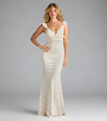Romy Ruffle Tie-Back Mermaid Lace Formal Dress