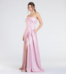 Peyton Strapless Slit A-Line Glitter Formal Dress