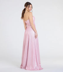 Peyton Strapless Slit A-Line Glitter Formal Dress
