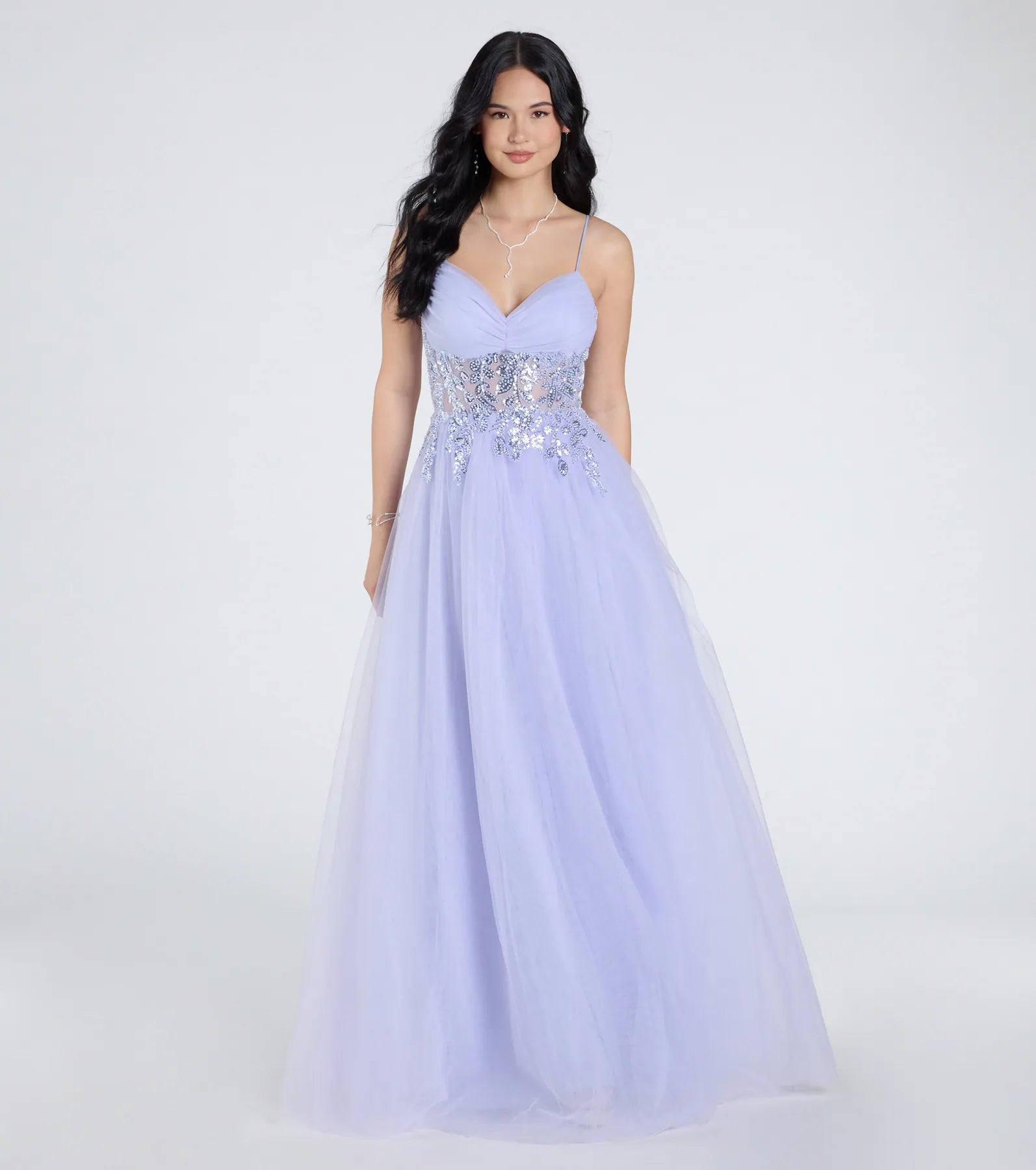 Alia Sequin Applique A-Line Tulle Formal Dress