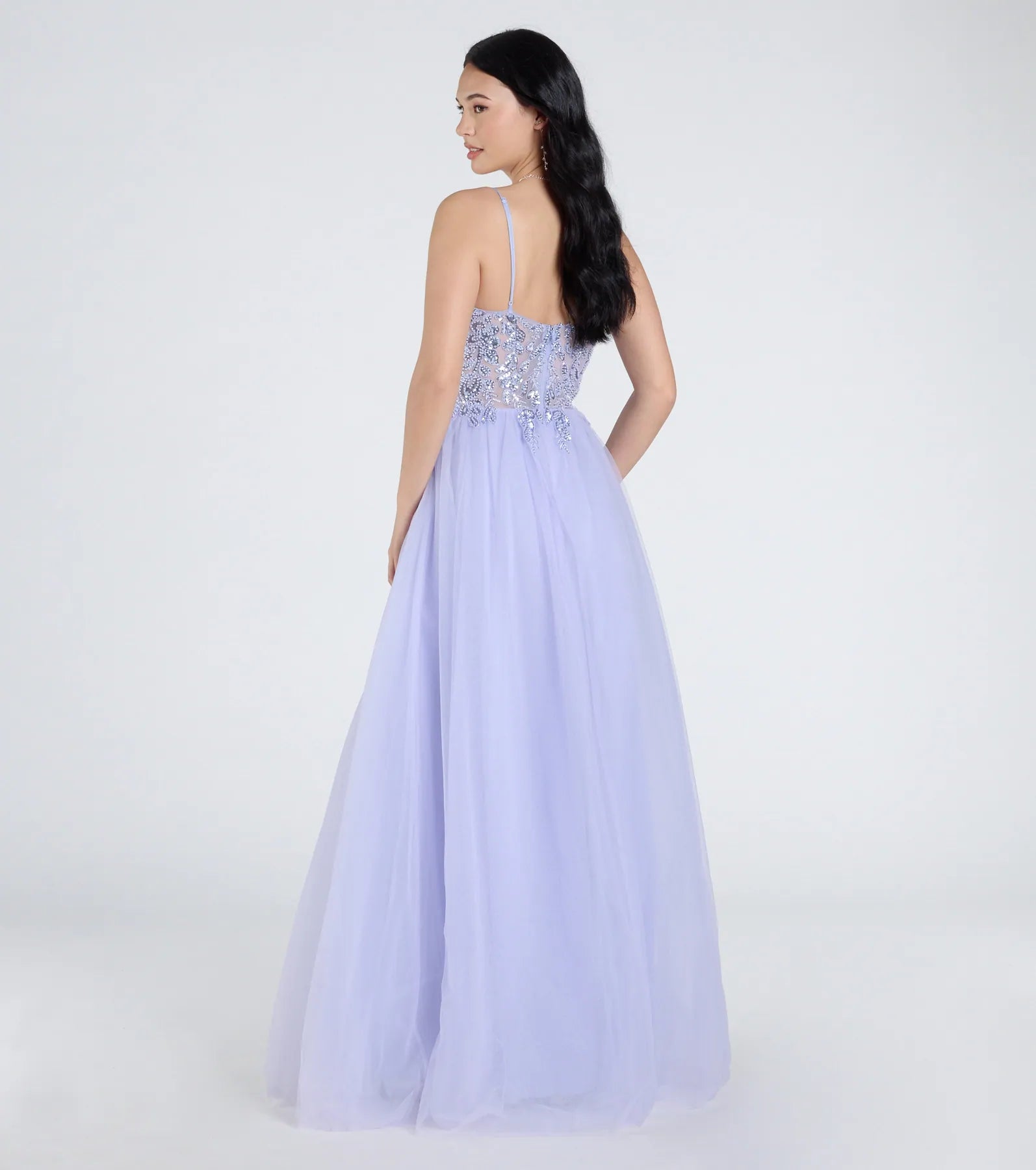 Alia Sequin Applique A-Line Tulle Formal Dress
