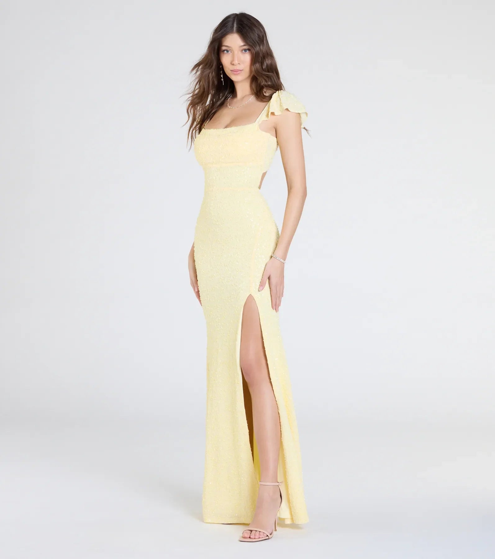 Tanya Lace-Up Slit Mermaid Beaded Formal Dress