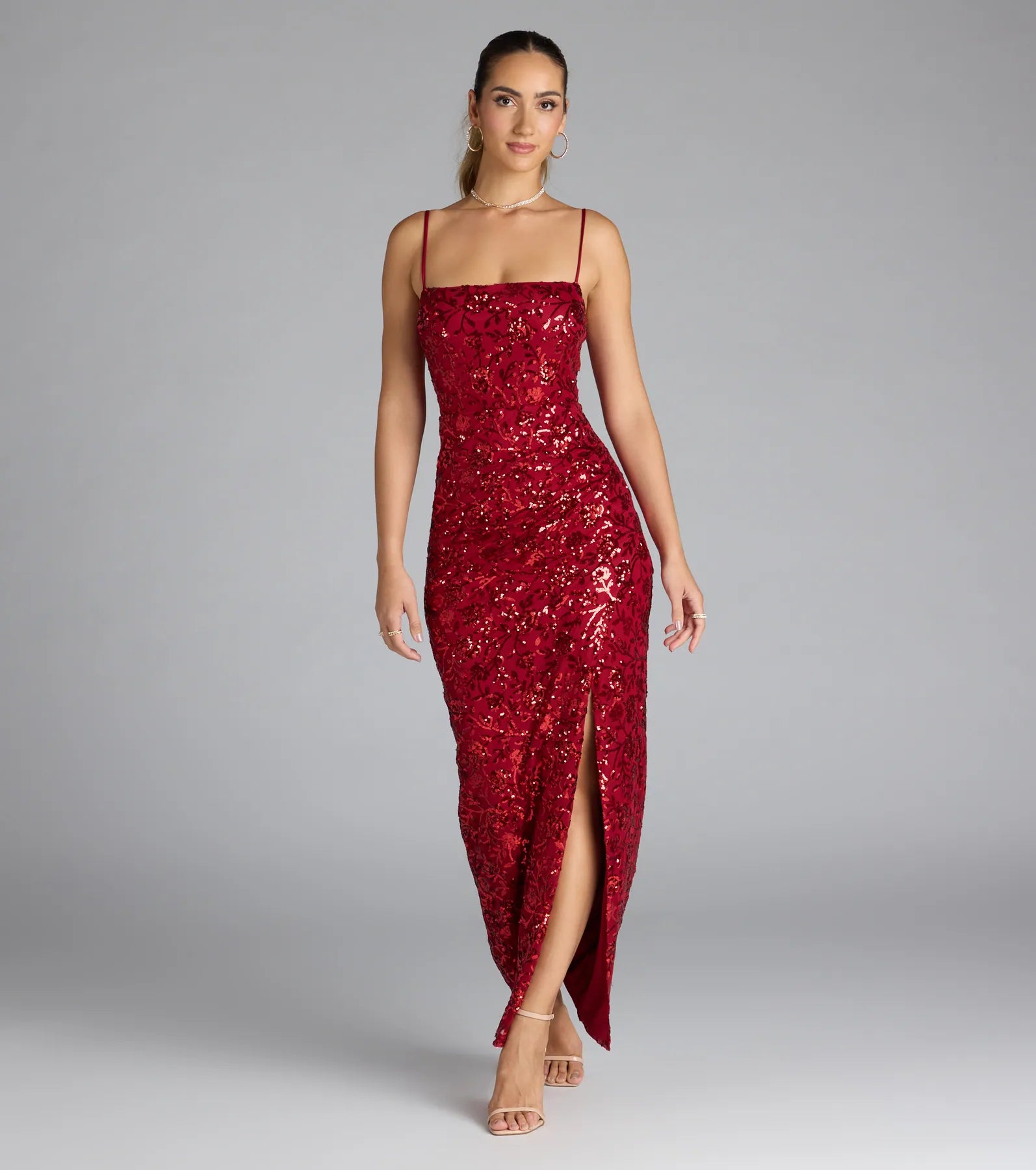 Jolie Sequin Slit Formal Dress