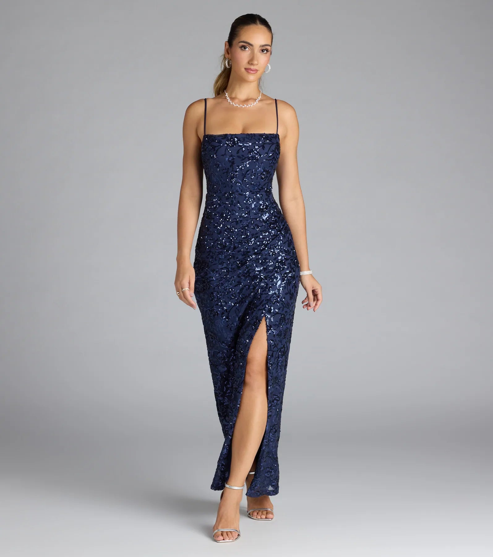 Jolie Sequin Slit Formal Dress