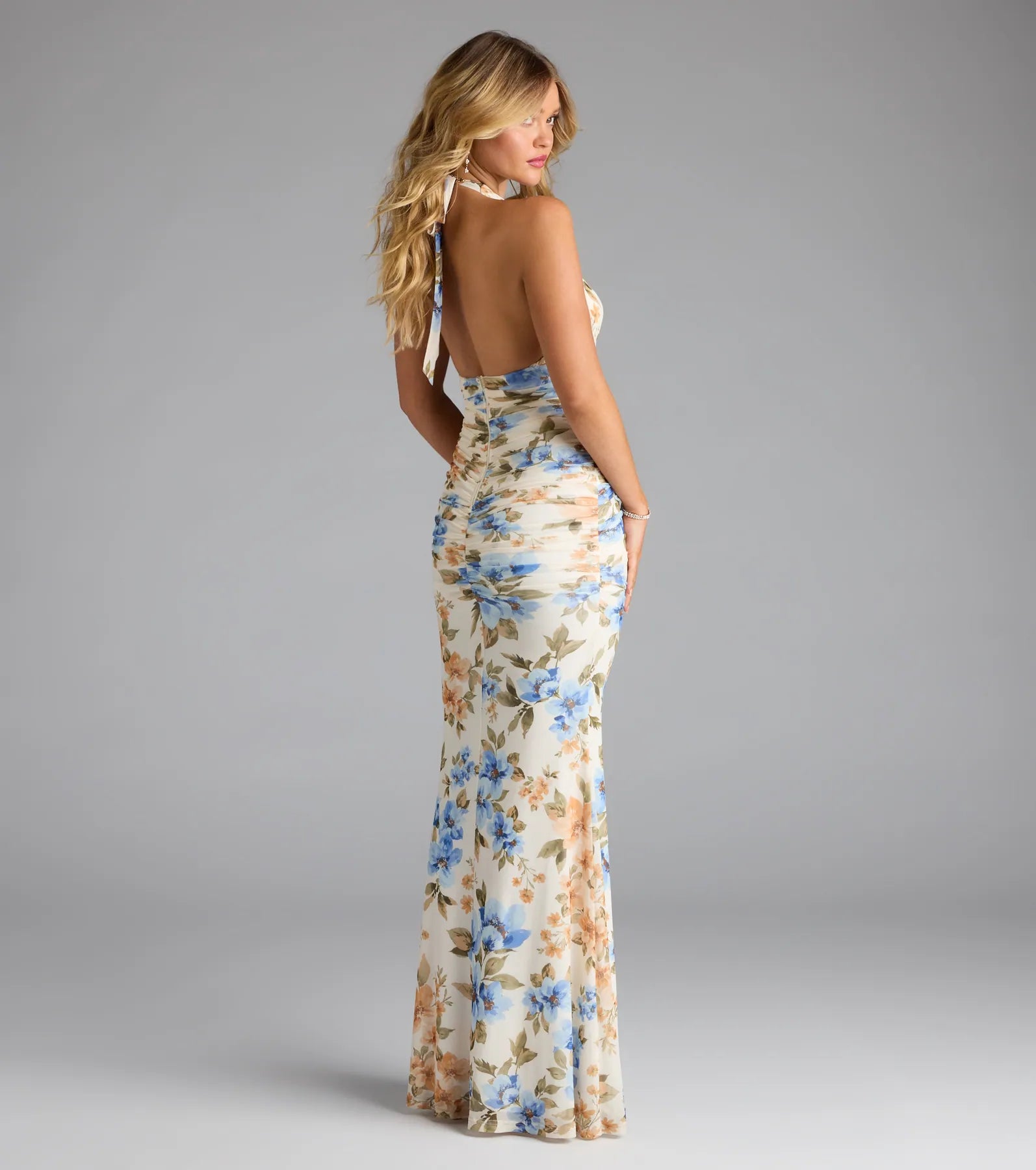 Sereia Halter Floral Mermaid Formal Dress