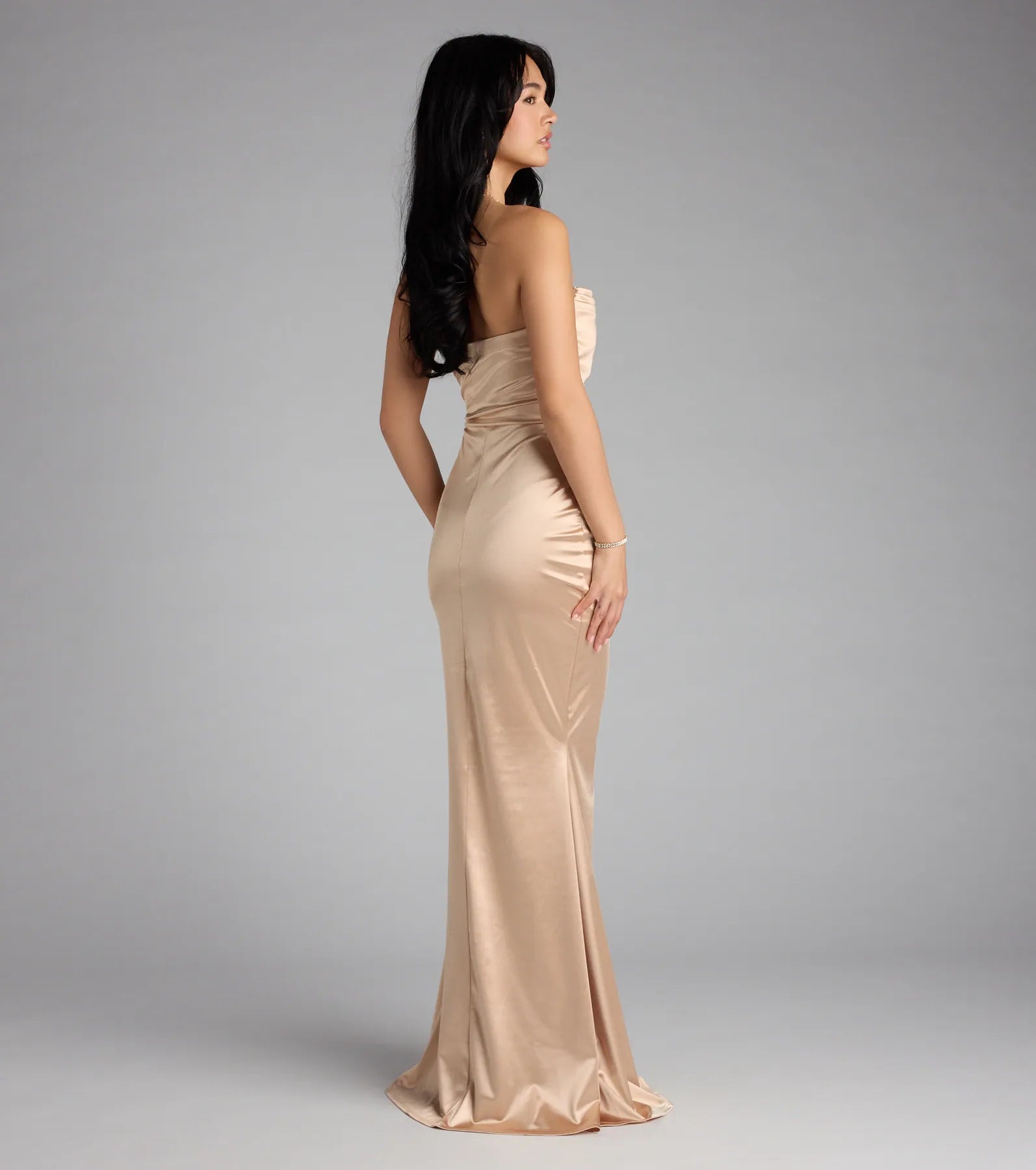 Priscilla Formal Satin Strapless Mermaid Dress