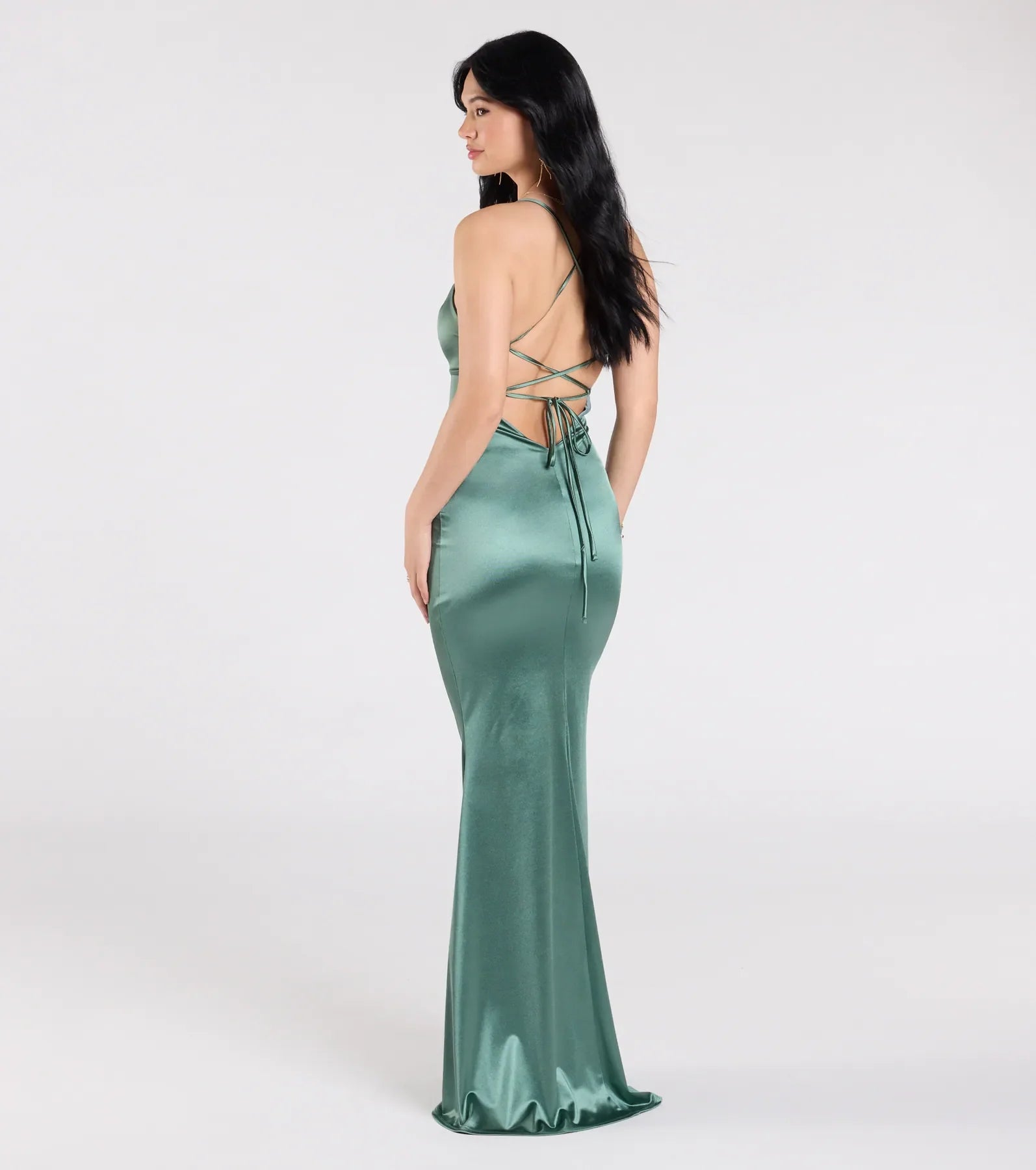 Emmie Lace-Up Mermaid Satin Formal Dress