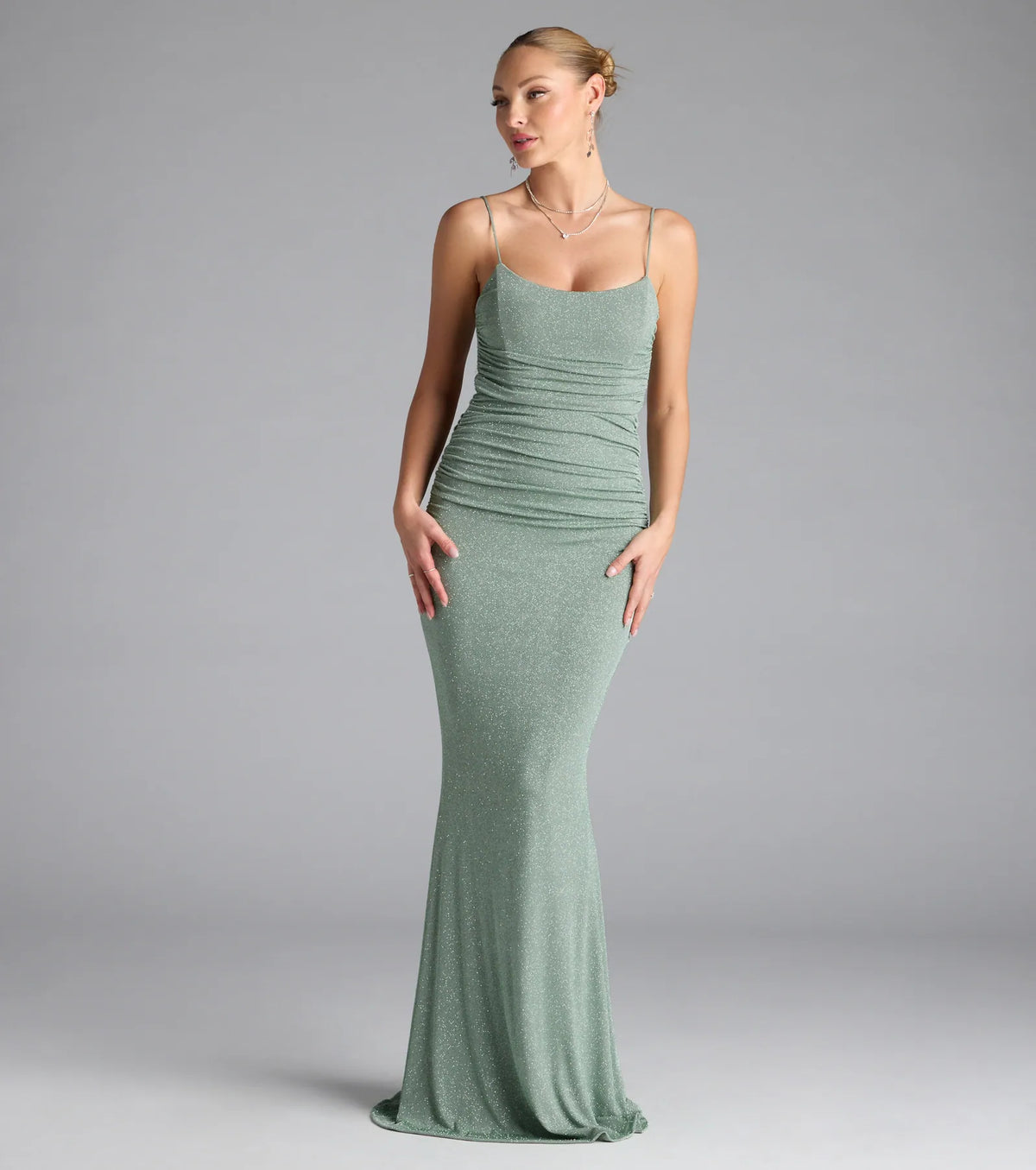 Kylie Lace-Up Mermaid Glitter Formal Dress
