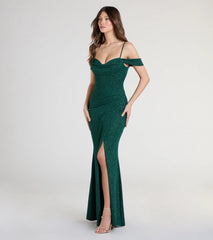 Alexandra Cold-Shoulder Mermaid Glitter Formal Dress
