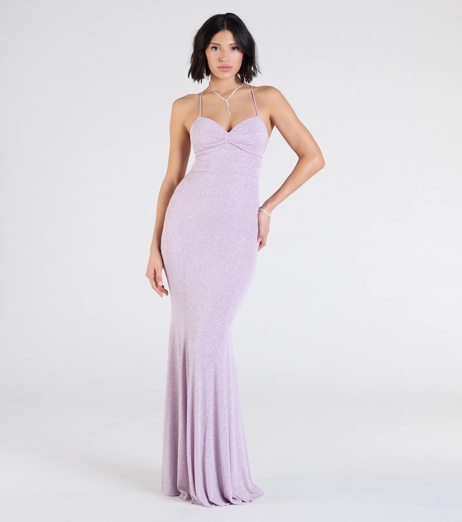 Liz Lace-Up Mermaid Glitter Formal Dress