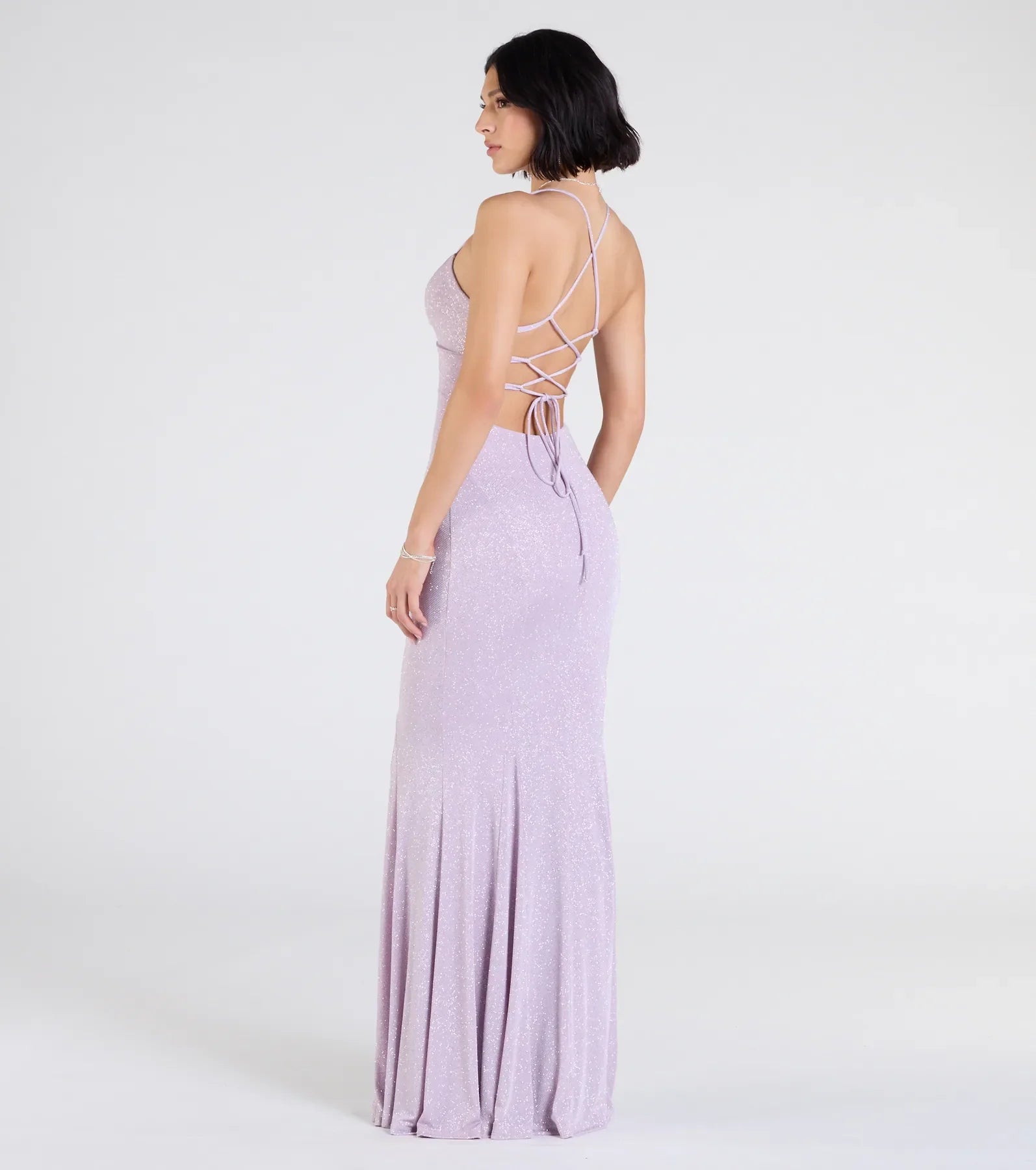 Liz Lace-Up Mermaid Glitter Formal Dress