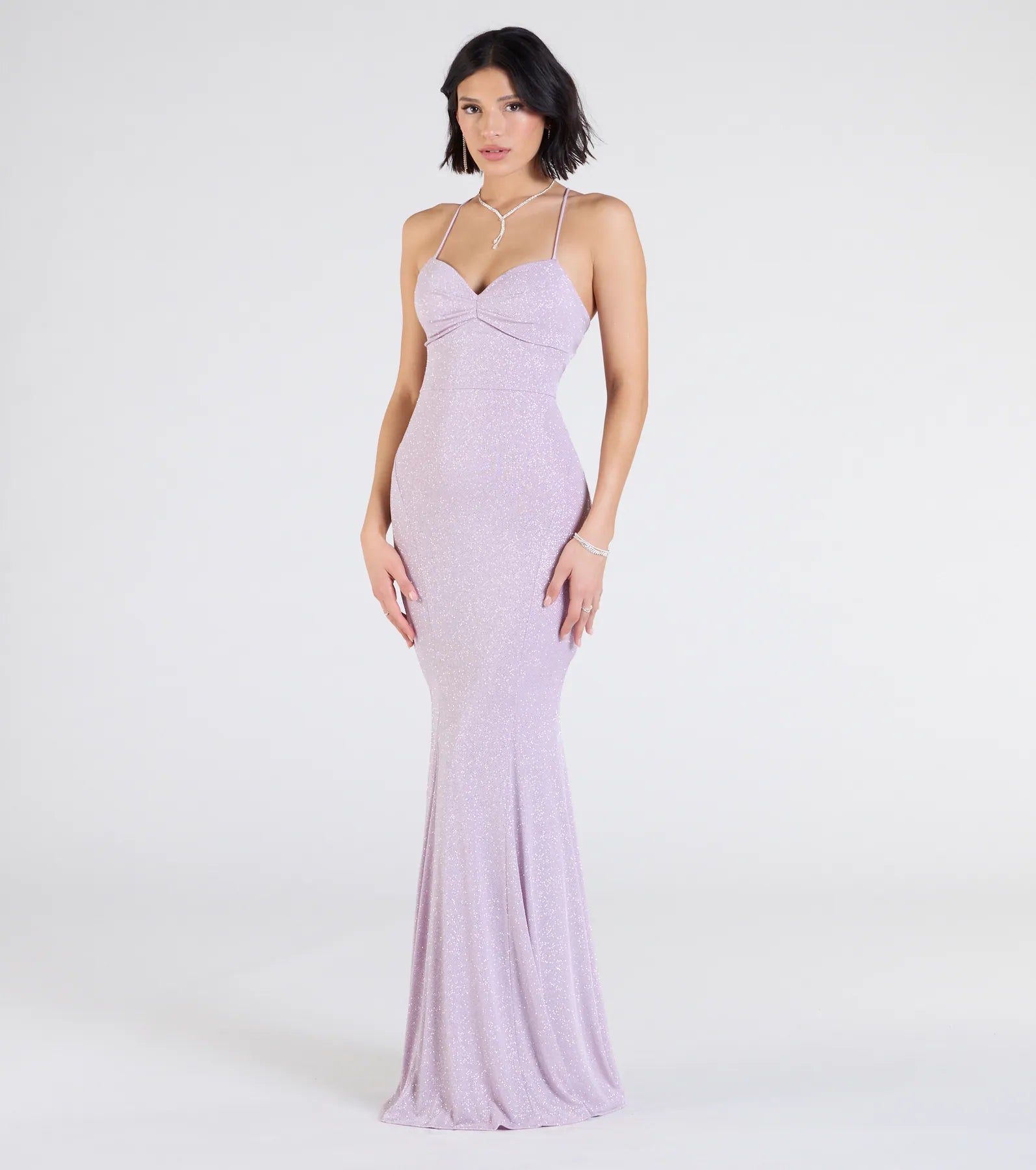Liz Lace-Up Mermaid Glitter Formal Dress