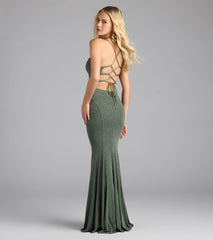Liz Lace-Up Mermaid Glitter Formal Dress