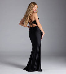 Carena Corset Lace-Up Slit Formal Dress